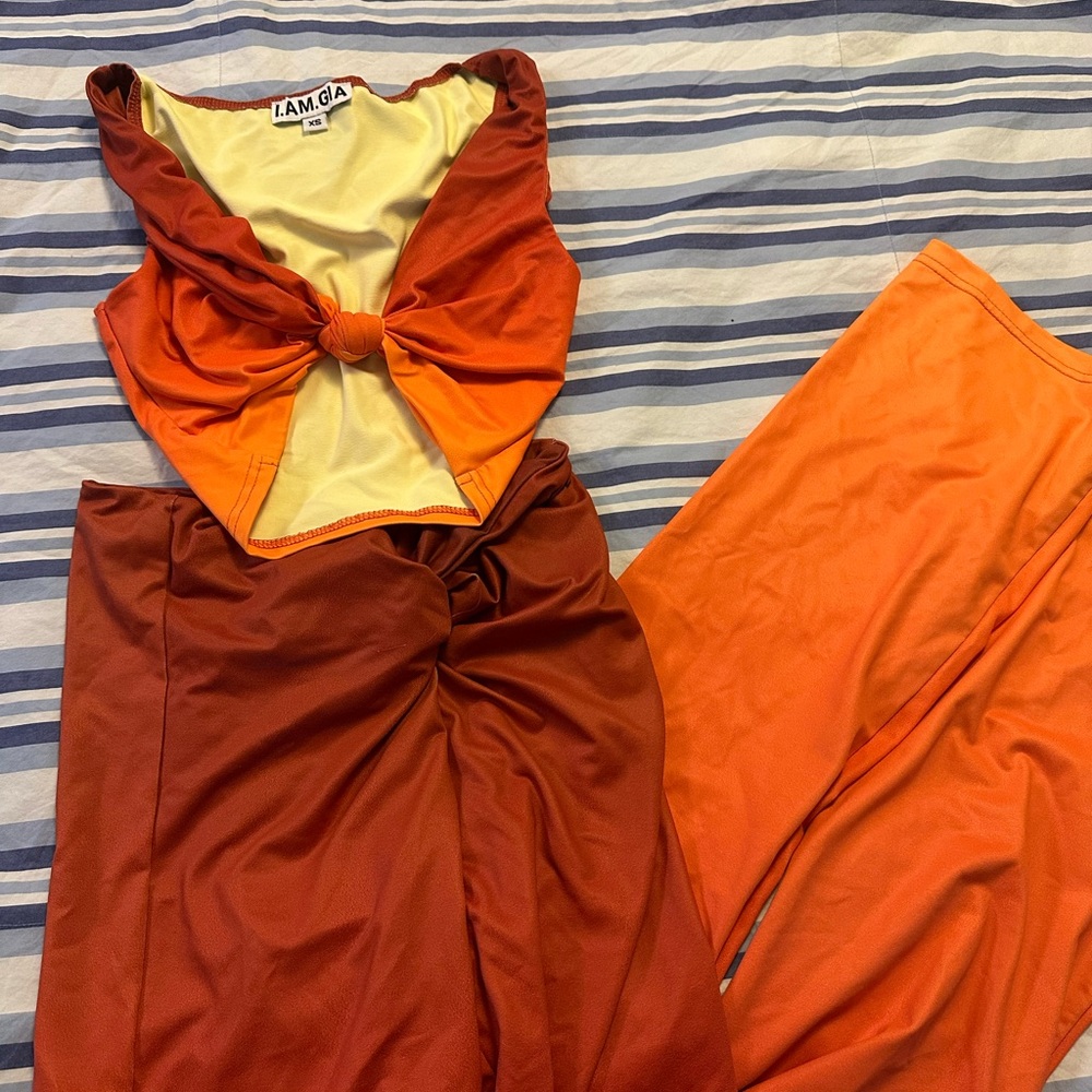 I.AM.GIA Vibrant Orange and Red Jumpsuit